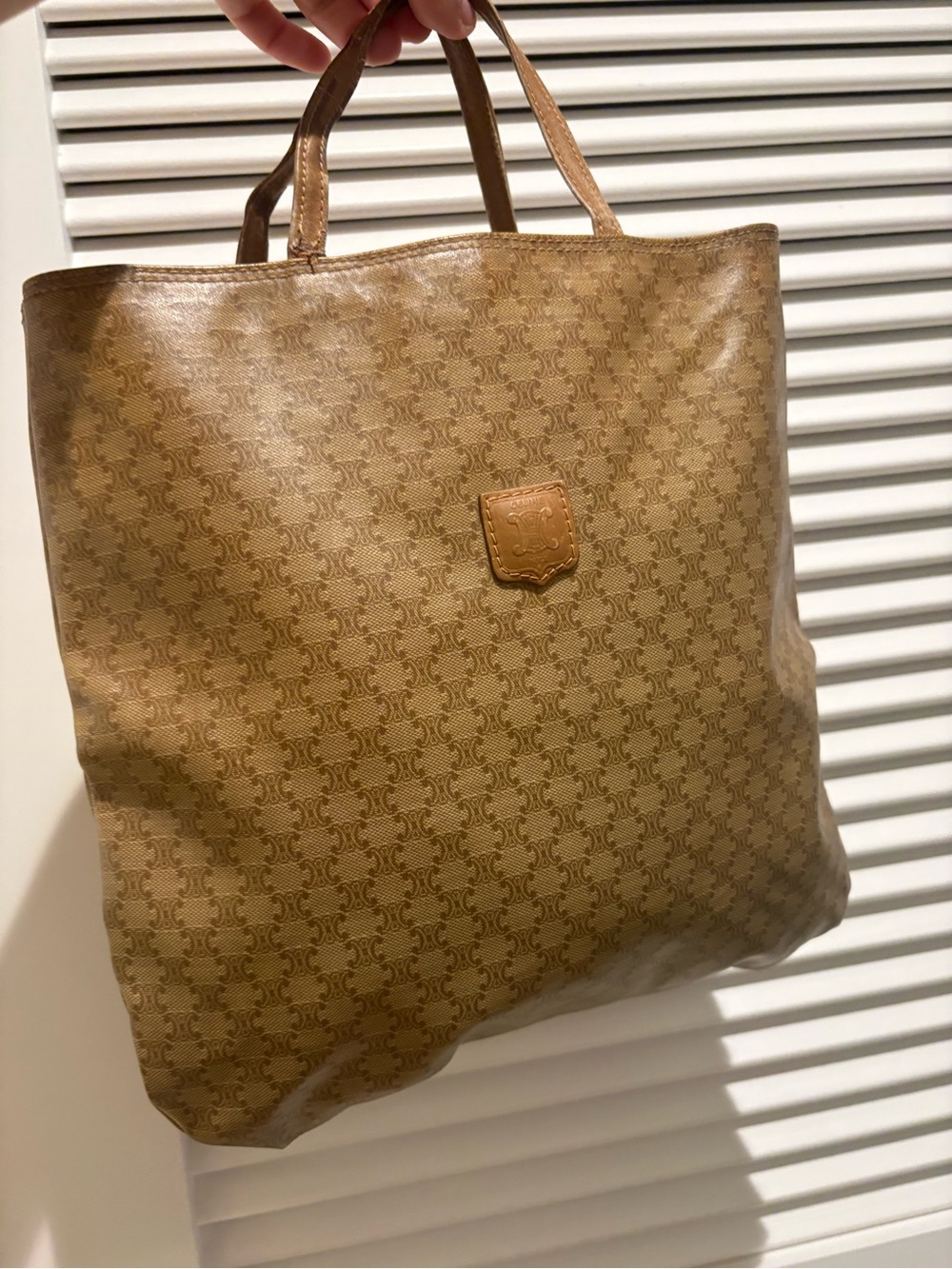 Celine Brown Monogrammed Leather Tote
